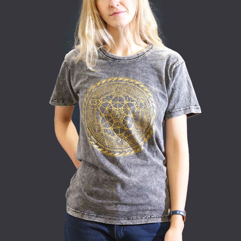 T-shirt Délavé à la Pierre Taille S - Chakra - Gris Foncé