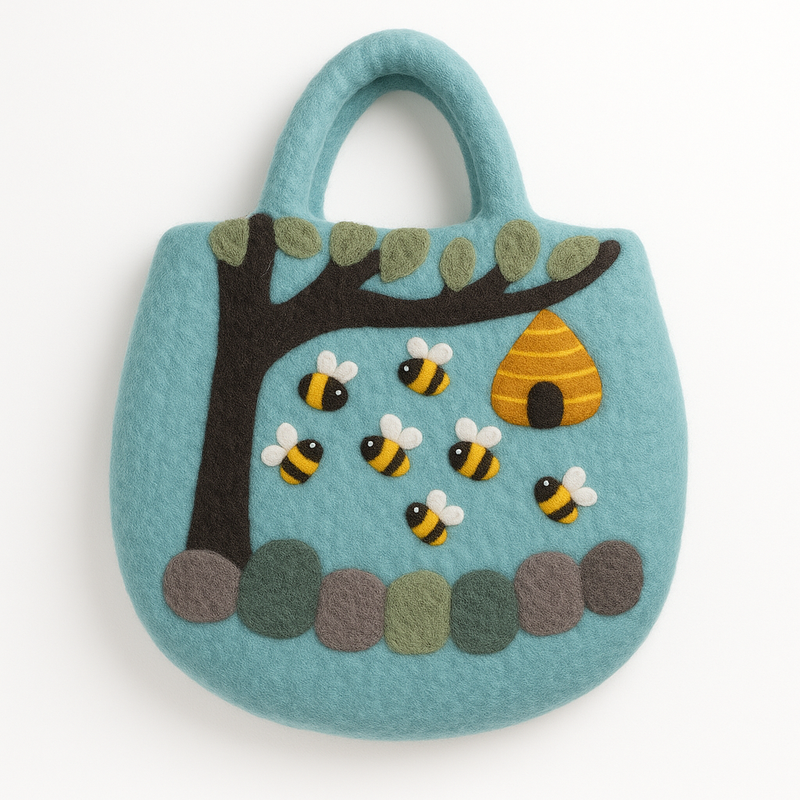 Sac en Feutre Arbre & Ruche - 35x27cm