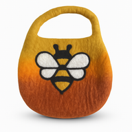 Sac Abeille en Laine Feutrée à l'Eau – Anse avec Fermeture Magnétique – Teinte Orange Lever de Soleil