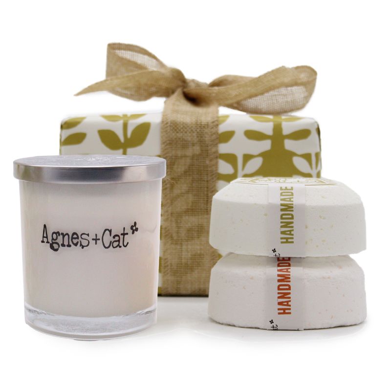 Coffret Cadeau – Agrumes Frais (Bougie) + Clémentine & Rouleau Marocain (Galets Effervescents)