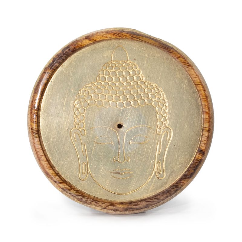 Porte-Encens - Doré sur Bois de Manguier - Tête de Bouddha