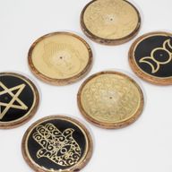 Porte-Encens - Doré & Noir sur Bois de Manguier - Main de Fatma