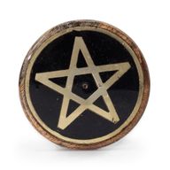 Porte-Encens - Doré & Noir sur Bois de Manguier - Pentagramme