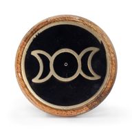 Porte-Encens - Doré & Noir sur Bois de Manguier - Triple Lune