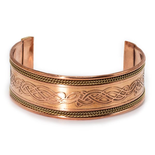 Bracelets à Larges Bandes en Cuivre avec Décor en Laiton (assortis)