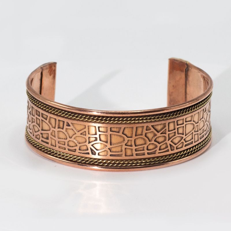 Bracelets à Larges Bandes en Cuivre avec Décor en Laiton (assortis)