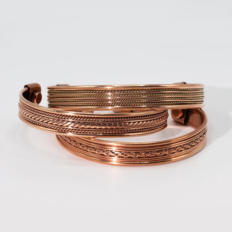 Bracelets à Motifs de Bandes de Cuivre avec Aimants (assortis)