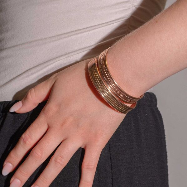 Bracelets à Motifs de Bandes de Cuivre avec Aimants (assortis)