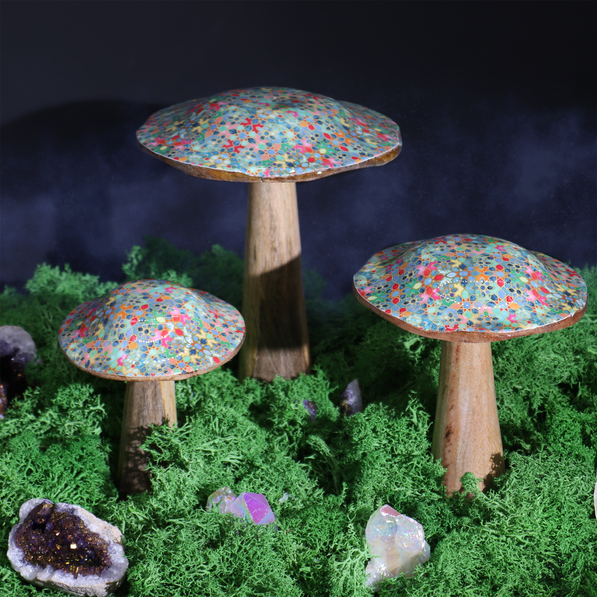 Décorations de Champignons en Bois Émaillé en Gros