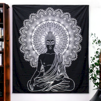 Dessus de Lit Double/ Tentures en Noir & Blanc