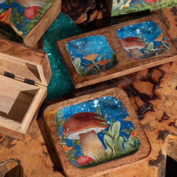 Boîtes et Plateaux Émaillés Motif Champignon