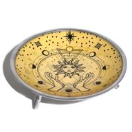 Plateau d'Offrande Émaillé à Trois Pieds – Motif Mains et Soleil