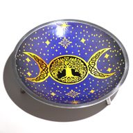 Plateau d'Offrande Émaillé à Trois Pieds - Triple Lune Violette