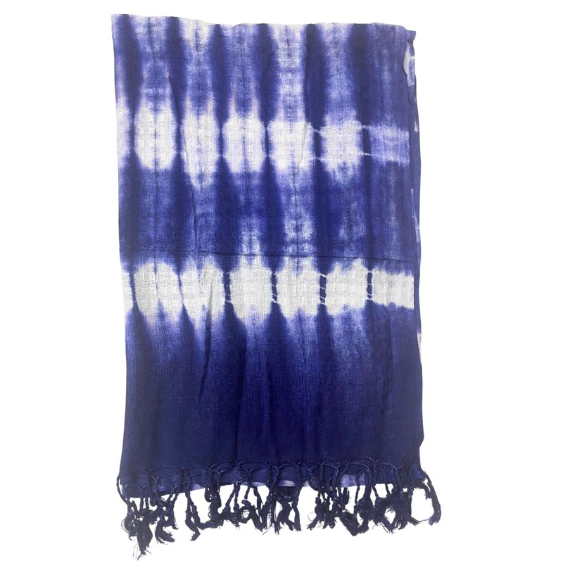 Foulard  Art Boho Java - Rayures Indigo - 62x200 cm