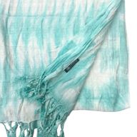 Foulard Art Boho Java -Rayures Bleu Sarcelle & Motif - 62x200 cm