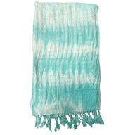 Foulard Art Boho Java -Rayures Bleu Sarcelle & Motif - 62x200 cm