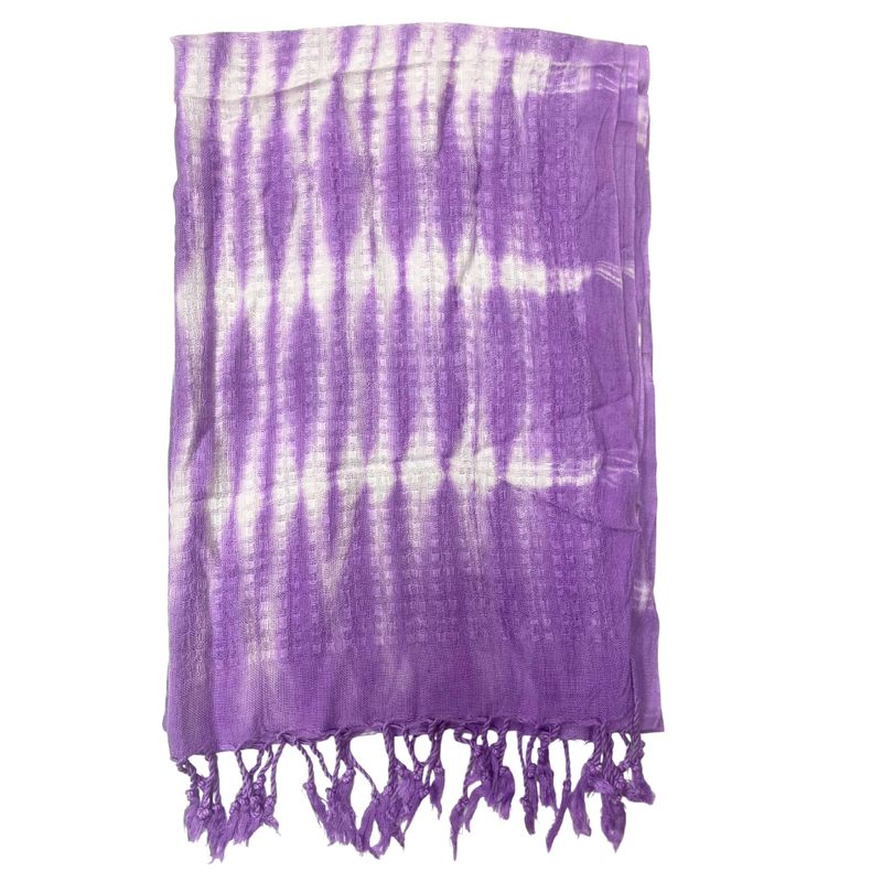 Foulard Art Boho Java - Rayures Lavande & Motif - 62x200 cm