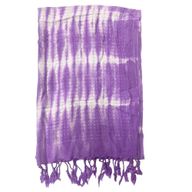 Foulard Art Boho Java - Rayures Lavande & Motif - 62x200 cm