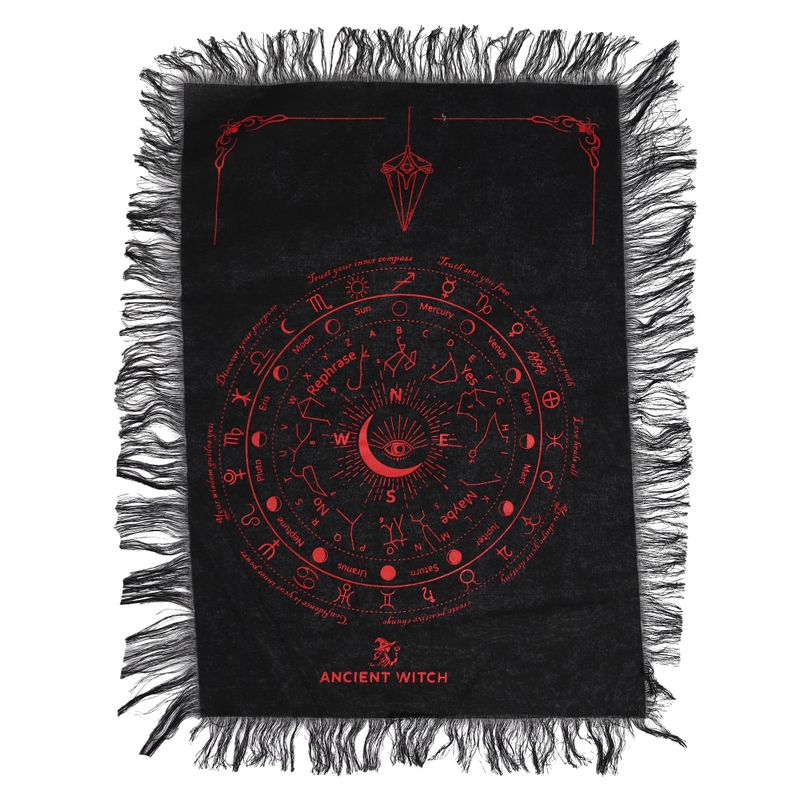 Tapis de Divination pour Pendule - Œil Omniscient - Noir & Rouge Sang