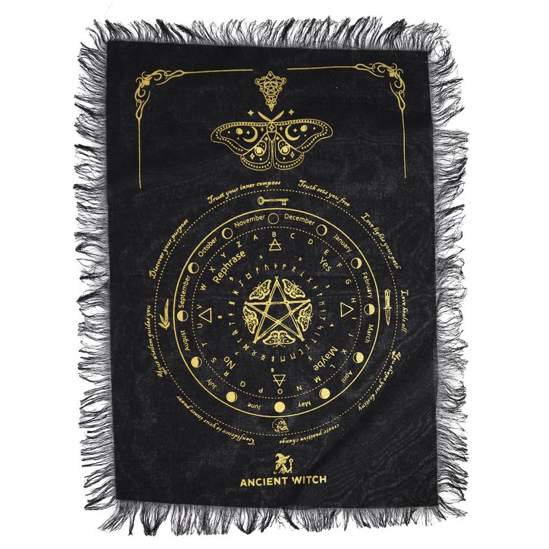 Tapis de Divination pour Pendule - Papillon Mystique - Noir & Or