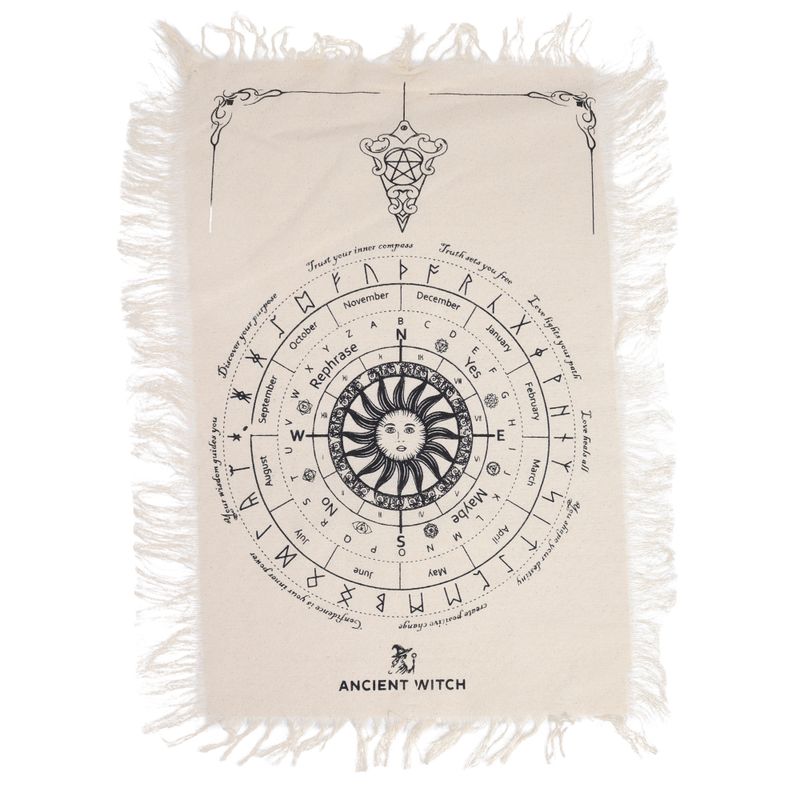 Tapis de Divination pour Pendule - Visage du Soleil - Naturel & Noir