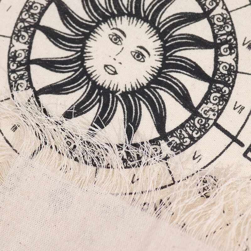 Tapis de Divination pour Pendule - Visage du Soleil - Naturel & Noir