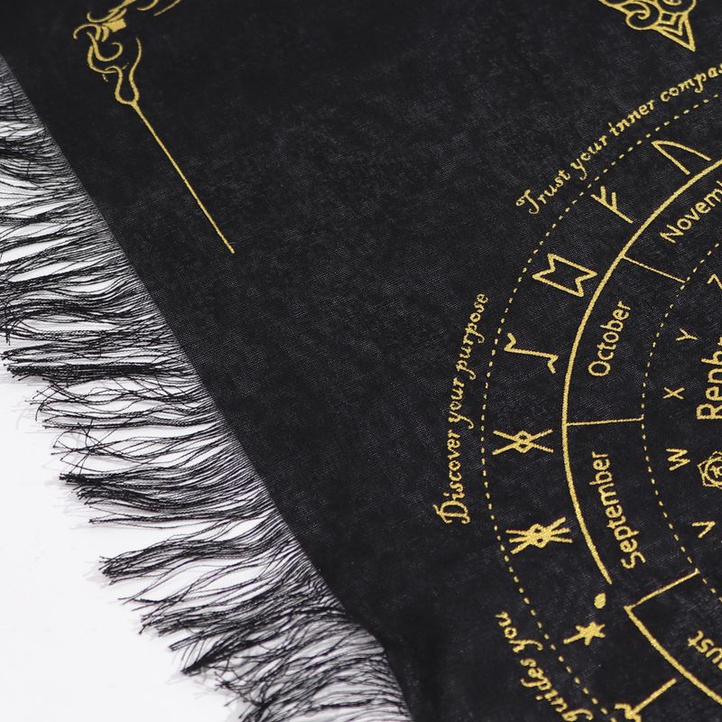 Tapis de Divination pour Pendule - Visage du Soleil - Noir & Or