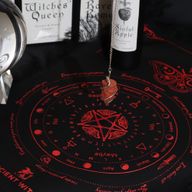 Tapis de Divination pour Pendule - Visage du Soleil - Noir & Rouge Sang