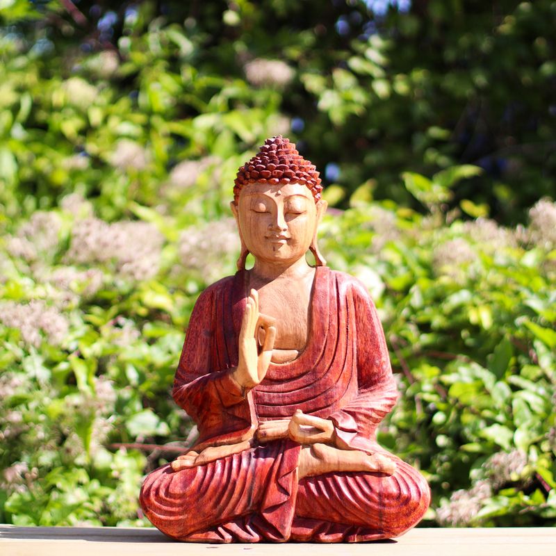 Statue Bouddha Sculptée Main 30cm - Accueil