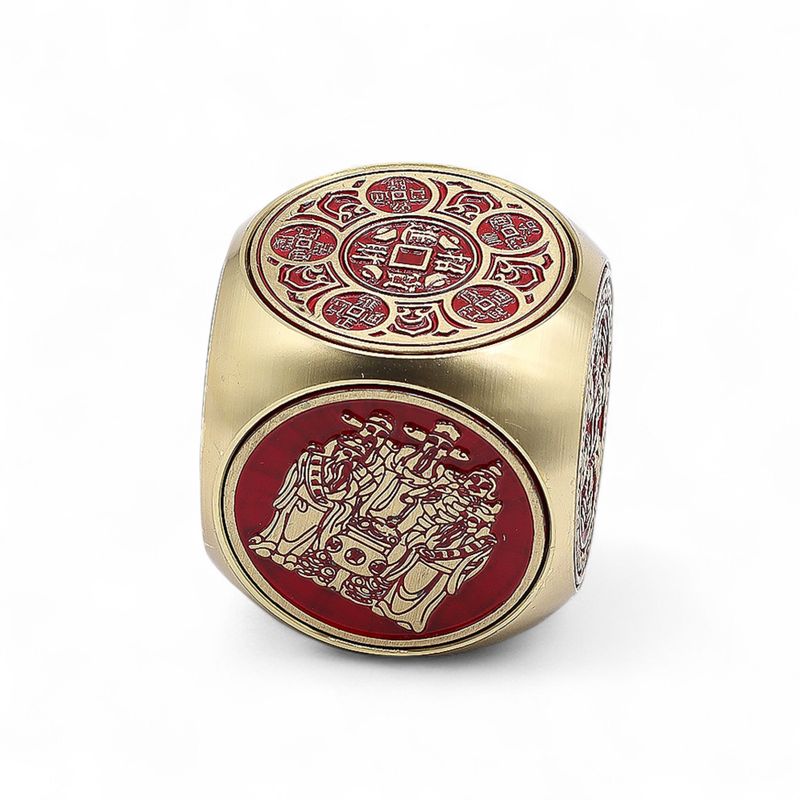 Feng Shui Fortune - Cube de Prospérité Rouge et Laiton - Plat