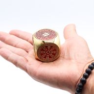 Feng Shui Fortune - Cube de Prospérité Rouge et Laiton - Plat