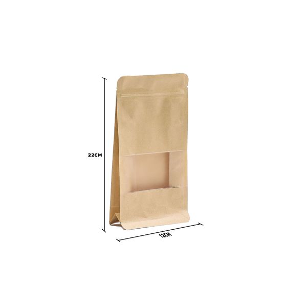 Sacs en Papier Kraft avec Fenêtre et Fond Plat - 12x22 cm