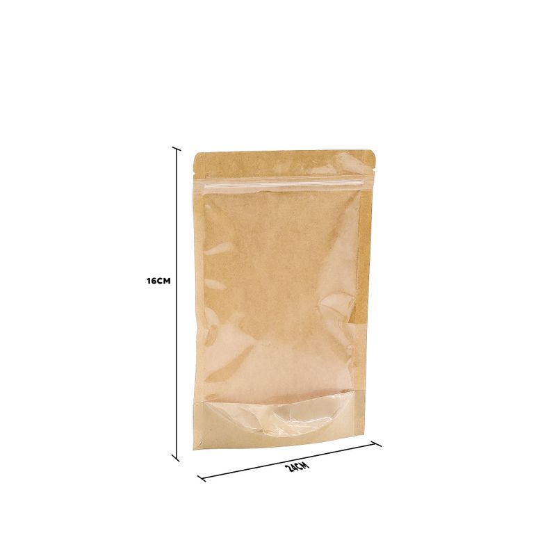 Sacs en Papier Kraft avec Fenêtre Complète - 16x24 cm