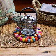 Set de Table Rond en Boules de Feutre - 20 cm Multicolore
