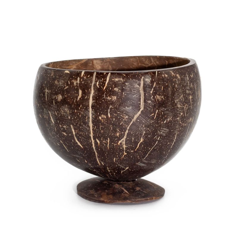 Petit Bol en Noix de Coco Naturelle – Poli – Pour Usage Artisanal – 9x10 cm avec support