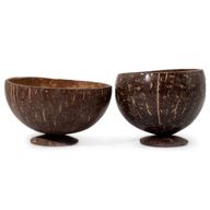 Petit Bol en Noix de Coco Naturelle – Poli – Pour Usage Artisanal – 9x10 cm avec support