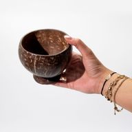 Petit Bol en Noix de Coco Naturelle – Poli – Pour Usage Artisanal – 9x10 cm avec support