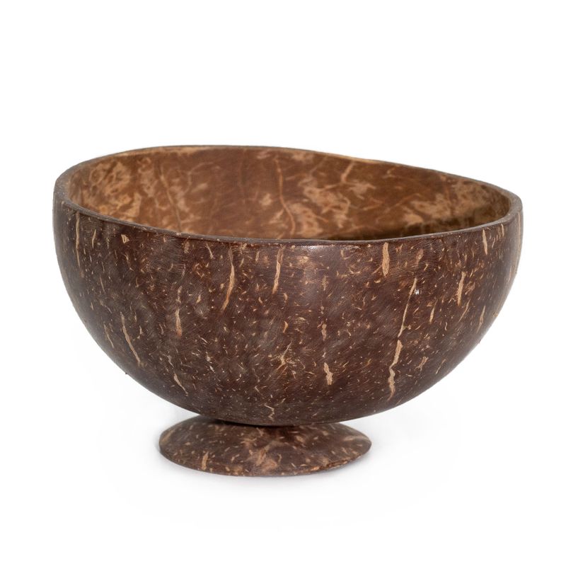 Bol Moyen en Noix de Coco Naturelle – Poli – Pour Usage Artisanal - 8x13 cm avec support