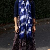 Foulard  Art Boho Java - Rayures Indigo - 62x200 cm