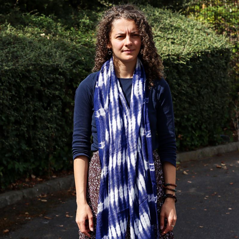 Foulard  Art Boho Java - Rayures Indigo - 62x200 cm