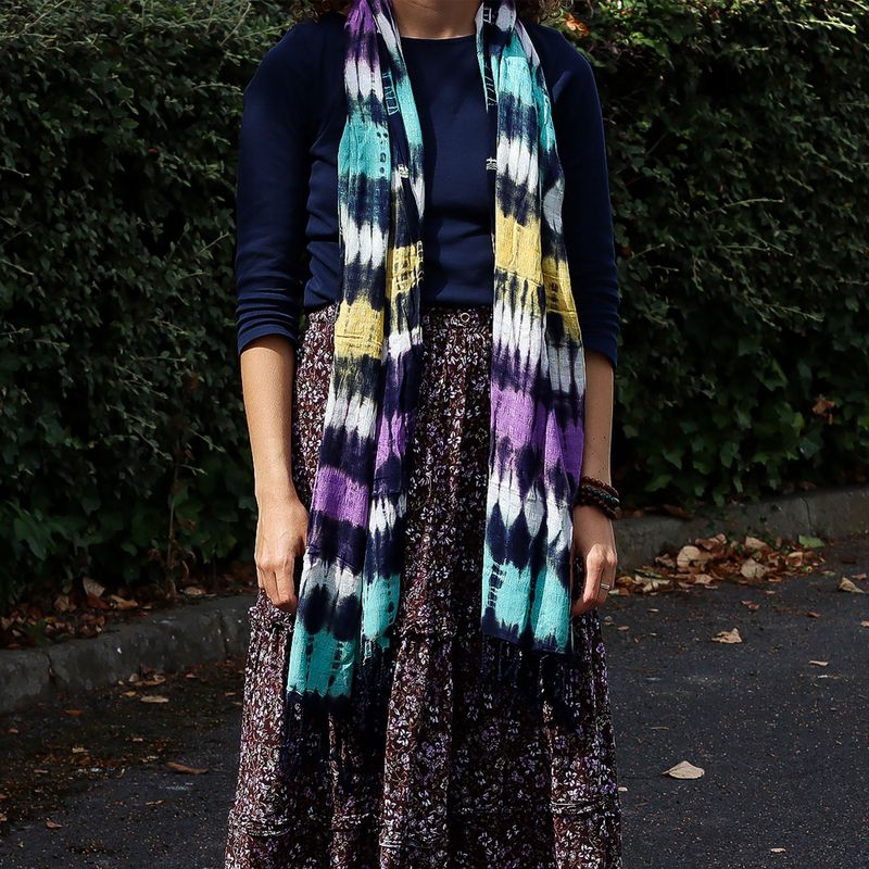 Foulard  Art Boho Java - Rayures Multiples - 62x200 cm