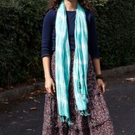 Foulard Art Boho Java -Rayures Bleu Sarcelle & Motif - 62x200 cm