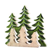 Perdus dans la Forêt - Décoration 3D en Bois Trois Arbres - 20x23cm