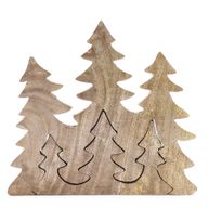 Perdus dans la Forêt - Décoration 3D en Bois Trois Arbres - 20x23cm