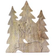 Perdus dans la Forêt - Décoration en Bois Cerf dans la Forêt 3D - 23x20cm