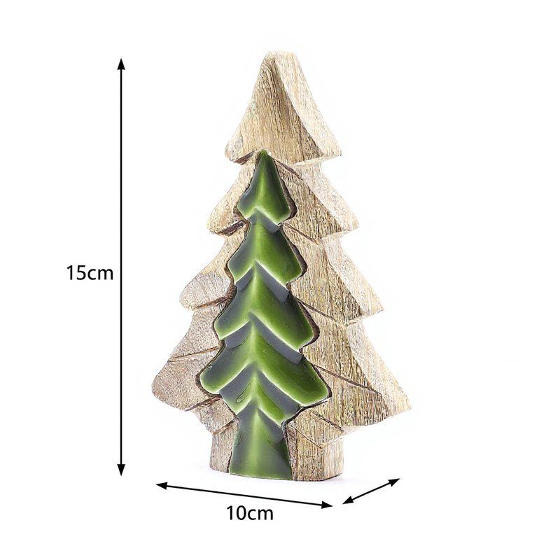 Perdus dans la Forêt - Petit Arbre Décoration en Bois - 15x10cm