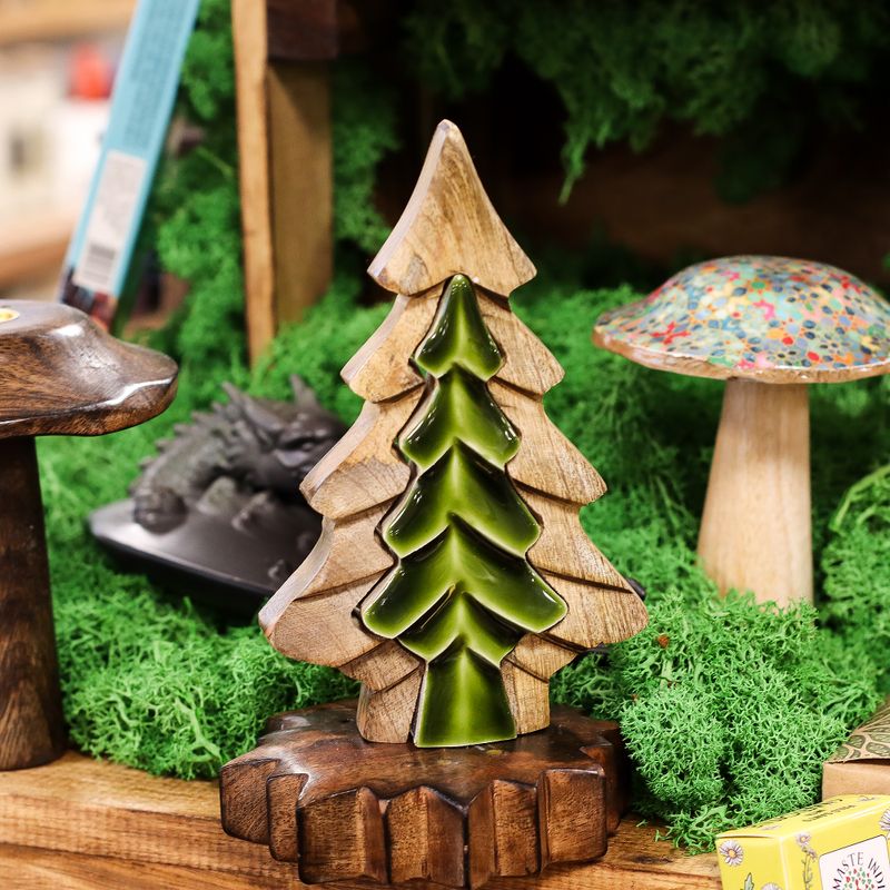 Perdus dans la Forêt - Petit Arbre Décoration en Bois - 15x10cm