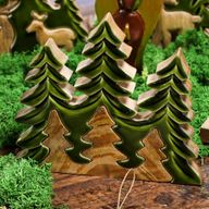 Perdus dans la Forêt - Décoration 3D en Bois Trois Arbres - 20x23cm
