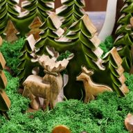Perdus dans la Forêt -  Décoration en Bois 3D Deux Cerfs dans la Forêt - 18x23cm