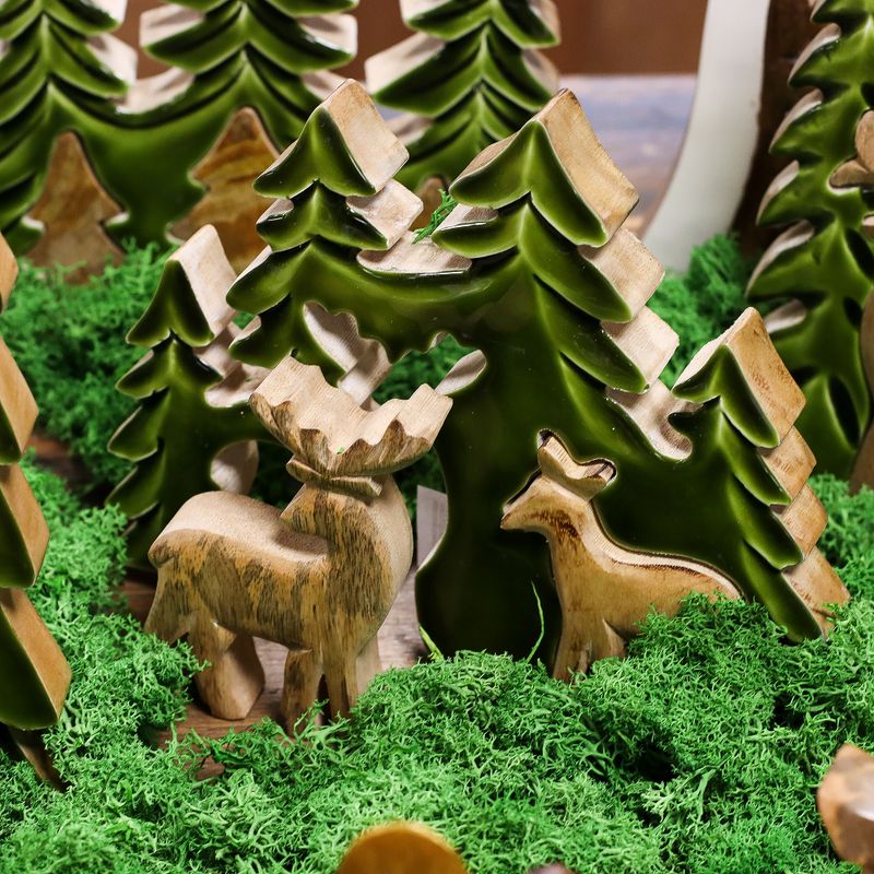 Perdus dans la Forêt -  Décoration en Bois 3D Deux Cerfs dans la Forêt - 18x23cm